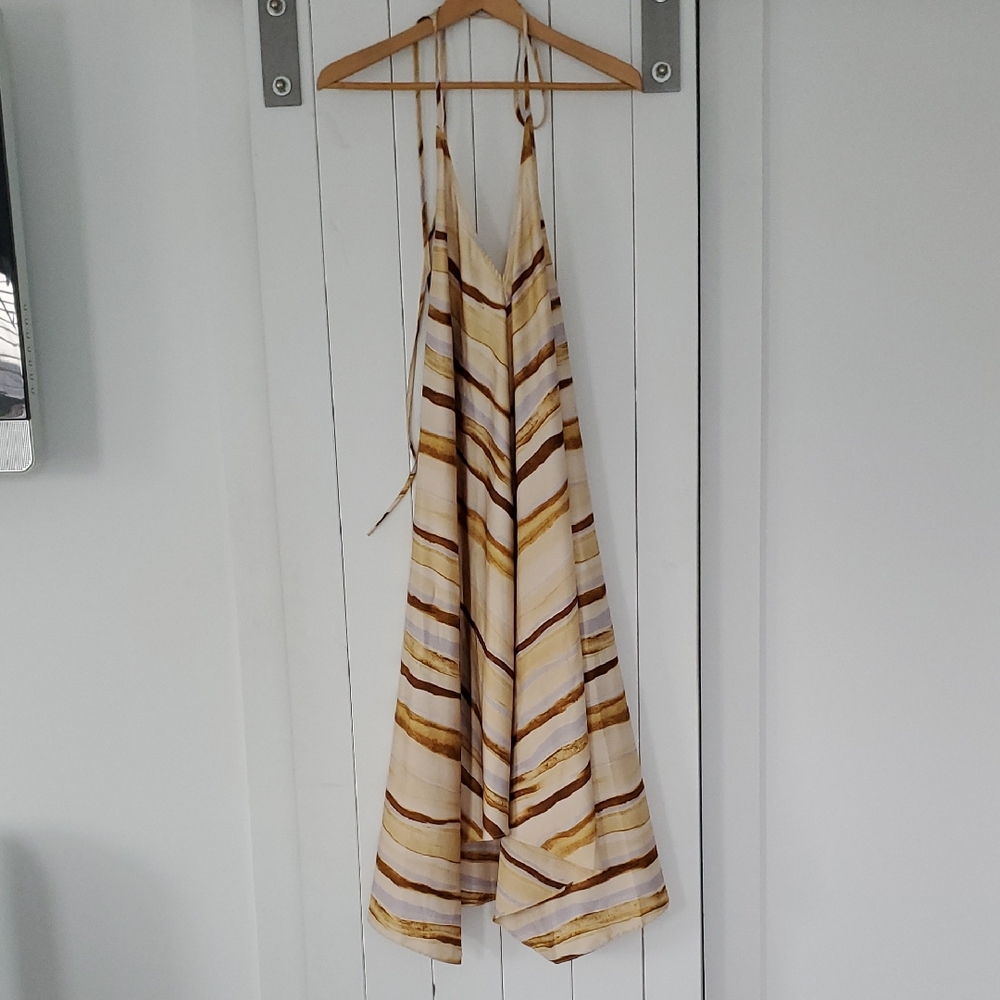 Striped Cream and Brown Dress